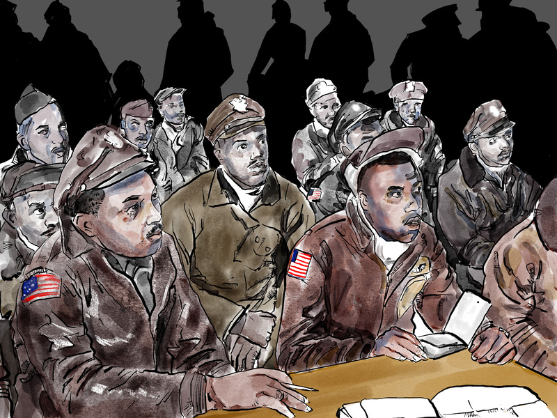 Pilots await their briefing.